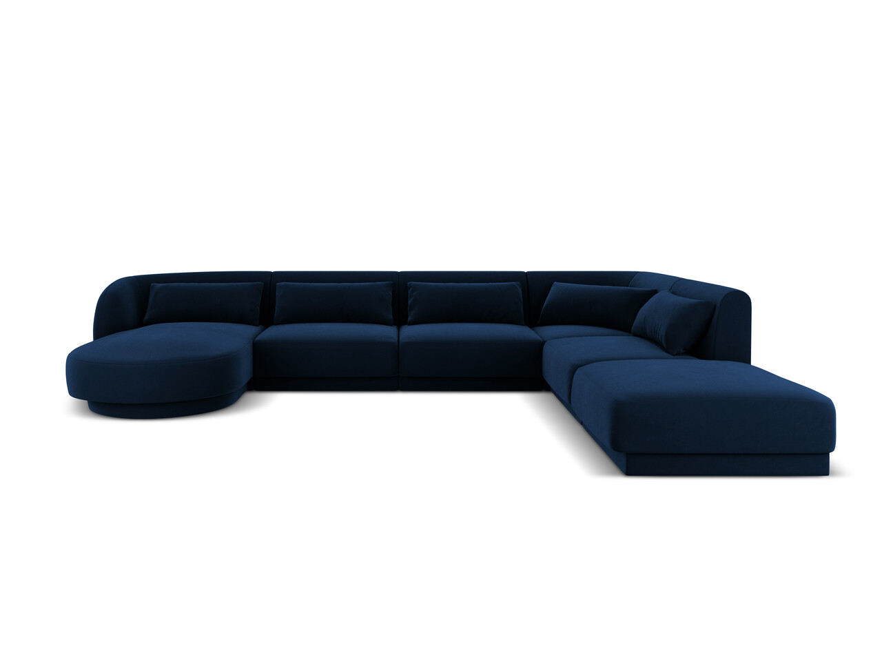 Coltar panoramic dreapta 6 locuri, Tulum, Cosmopolitan Design, 330x255x70 cm, catifea, albastru regal - imagine 6